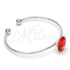 Rhodium Gold Filled Individual Bangle, with Padparadscha Swarovski Crystals, Polished, Rhodium Finish, 07.239.0012.8 (02 MM Thickness, One size fits all)