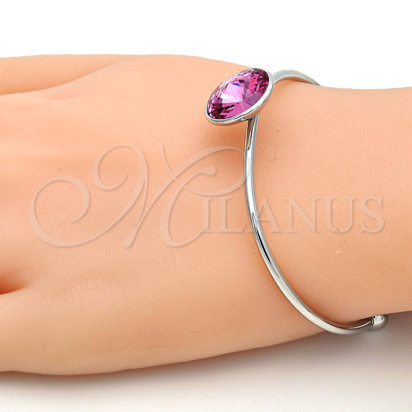 White Gold Filled Jewelry — Individual Bangle with Rose Swarovski Crystals Polished 07. — alternate product view — SKU 112623 | Oro Laminado Blanco joyería — Individual Bangle with Rose Swarovski Crystals pulido 07. — SKU 112623