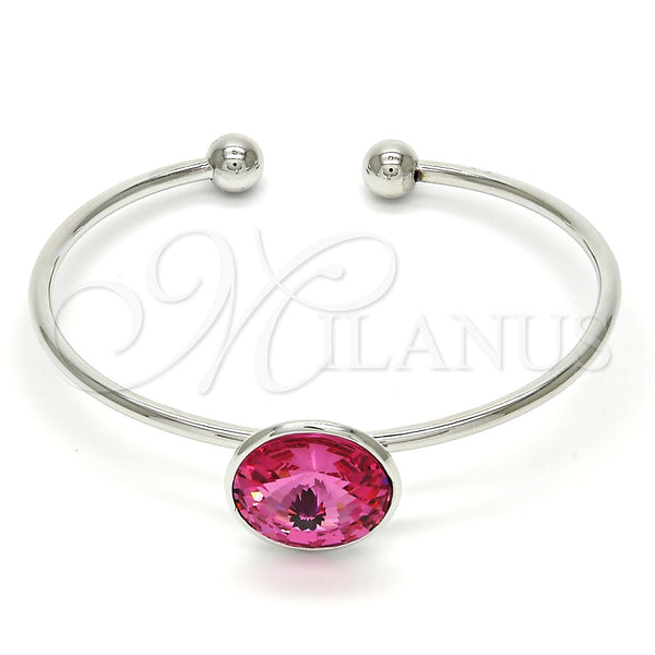 White Gold Filled Jewelry — Individual Bangle with Rose Swarovski Crystals Polished 07. — main product view — SKU 112623 | Oro Laminado Blanco joyería — Individual Bangle with Rose Swarovski Crystals pulido 07. — SKU 112623