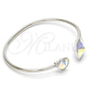 Rhodium Gold Filled Individual Bangle, with Aurore Boreale Swarovski Crystals, Polished, Rhodium Finish, 07.239.0003.4 (03 MM Thickness, One size fits all)