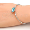 Rhodium Gold Filled Individual Bangle, with Light Turquoise Swarovski Crystals, Polished, Rhodium Finish, 07.239.0010.3 (02 MM Thickness, One size fits all)