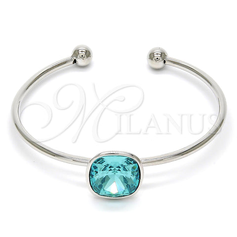 Rhodium Gold Filled Individual Bangle, with Light Turquoise Swarovski Crystals, Polished, Rhodium Finish, 07.239.0010.3 (02 MM Thickness, One size fits all)