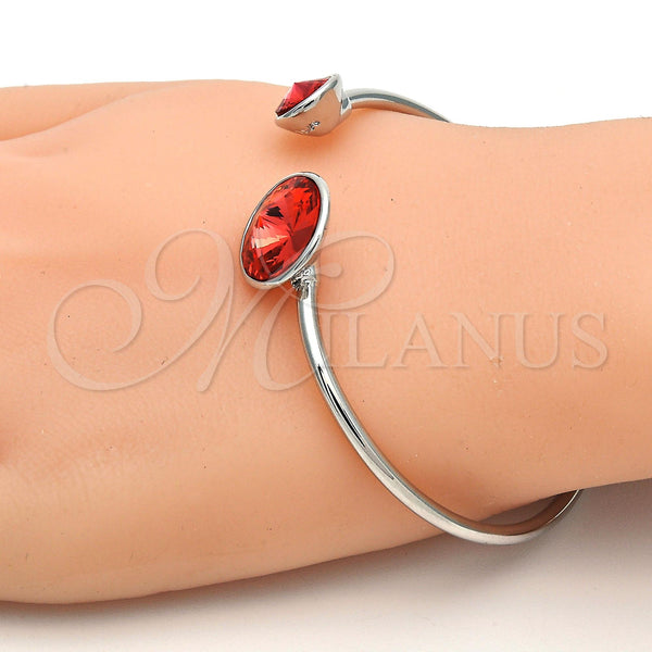 White Gold Filled Jewelry — Individual Bangle with Padparadscha Swarovski Crystals Polished 07. — alternate product view — SKU 112632 | Oro Laminado Blanco joyería — Individual Bangle with Padparadscha Swarovski Crystals pulido 07. — SKU 112632