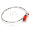 Rhodium Gold Filled Individual Bangle, with Padparadscha Swarovski Crystals, Polished, Rhodium Finish, 07.239.0003.8 (03 MM Thickness, One size fits all)