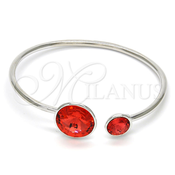 White Gold Filled Jewelry — Individual Bangle with Padparadscha Swarovski Crystals Polished 07. — main product view — SKU 112632 | Oro Laminado Blanco joyería — Individual Bangle with Padparadscha Swarovski Crystals pulido 07. — SKU 112632
