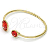 Oro Laminado Individual Bangle, Gold Filled Style with Padparadscha Swarovski Crystals, Polished, Golden Finish, 07.239.0003.9 (03 MM Thickness, One size fits all)