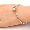 Rhodium Gold Filled Individual Bangle, with Luminous Green Swarovski Crystals, Polished, Rhodium Finish, 07.239.0010.4 (02 MM Thickness, One size fits all)