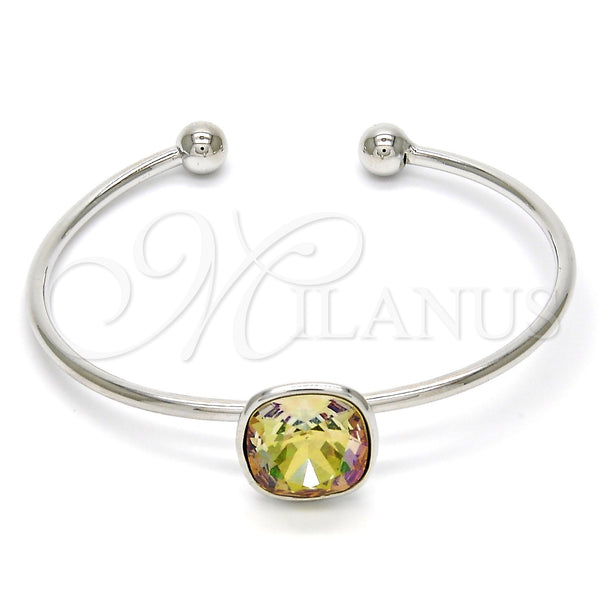White Gold Filled Jewelry — Individual Bangle with Luminous Green Swarovski Crystals Polished — main product view — SKU 112634 | Oro Laminado Blanco joyería — Individual Bangle with Luminous Green Swarovski Crystals pulido — SKU 112634