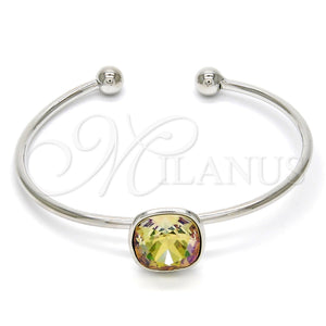 White Gold Filled Jewelry — Individual Bangle with Luminous Green Swarovski Crystals Polished — main product view — SKU 112634 | Oro Laminado Blanco joyería — Individual Bangle with Luminous Green Swarovski Crystals pulido — SKU 112634
