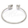 Rhodium Gold Filled Individual Bangle, Butterfly Design, with Crystal Swarovski Crystals and Ivory Pearl, Polished, Rhodium Finish, 07.239.0005.1 (03 MM Thickness, One size fits all)