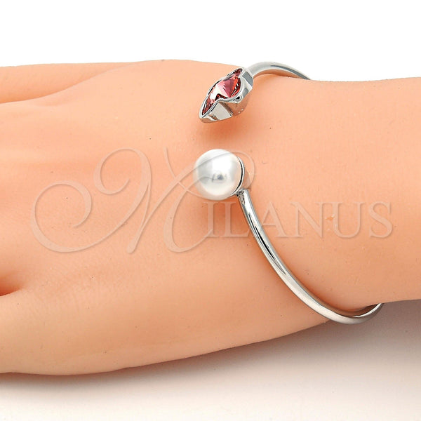White Gold Filled Jewelry — Individual Bangle Butterfly Design with Rose Peach Swarovski — alternate product view — SKU 112644 | Oro Laminado Blanco joyería — Individual Bangle Butterfly diseño with Rose Peach Swarovski — SKU 112644