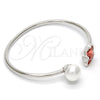 Rhodium Gold Filled Individual Bangle, Butterfly Design, with Rose Peach Swarovski Crystals and Ivory Pearl, Polished, Rhodium Finish, 07.239.0005.5 (03 MM Thickness, One size fits all)