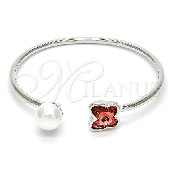 White Gold Filled Jewelry — Individual Bangle Butterfly Design with Rose Peach Swarovski — main product view — SKU 112644 | Oro Laminado Blanco joyería — Individual Bangle Butterfly diseño with Rose Peach Swarovski — SKU 112644