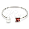 Rhodium Gold Filled Individual Bangle, Butterfly Design, with Rose Peach Swarovski Crystals and Ivory Pearl, Polished, Rhodium Finish, 07.239.0005.5 (03 MM Thickness, One size fits all)