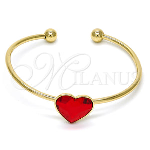 Gold Filled Jewelry — Individual Bangle Heart Design with Light Siam Swarovski — main product view — SKU 112647 | Oro Laminado joyería — Individual Bangle corazón diseño with Light Siam Swarovski — SKU 112647