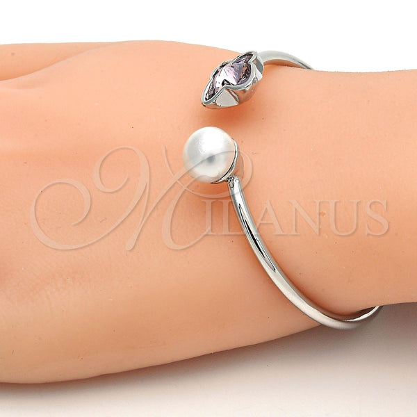 White Gold Filled Jewelry — Individual Bangle Butterfly Design with Amethyst Swarovski Crystals — alternate product view — SKU 112649 | Oro Laminado Blanco joyería — Individual Bangle Butterfly diseño with Amethyst Swarovski Crystals — SKU 112649