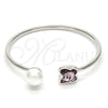 Rhodium Gold Filled Individual Bangle, Butterfly Design, with Amethyst Swarovski Crystals and Ivory Pearl, Polished, Rhodium Finish, 07.239.0005.7 (03 MM Thickness, One size fits all)