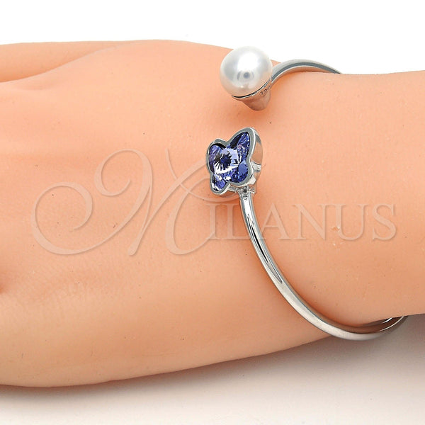 White Gold Filled Jewelry — Individual Bangle Butterfly Design with Provence Lavander Swarovski — alternate product view — SKU 112653 | Oro Laminado Blanco joyería — Individual Bangle Butterfly diseño with Provence Lavander Swarovski — SKU 112653