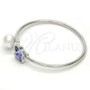 Rhodium Gold Filled Individual Bangle, Butterfly Design, with Provence Lavander Swarovski Crystals and Ivory Pearl, Polished, Rhodium Finish, 07.239.0005.9 (03 MM Thickness, One size fits all)