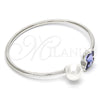 Rhodium Gold Filled Individual Bangle, Butterfly Design, with Provence Lavander Swarovski Crystals and Ivory Pearl, Polished, Rhodium Finish, 07.239.0005.9 (03 MM Thickness, One size fits all)