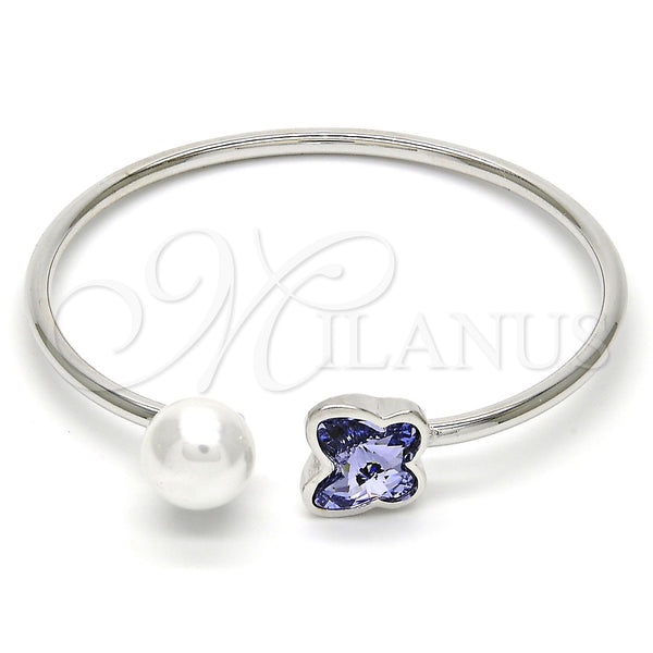 White Gold Filled Jewelry — Individual Bangle Butterfly Design with Provence Lavander Swarovski — main product view — SKU 112653 | Oro Laminado Blanco joyería — Individual Bangle Butterfly diseño with Provence Lavander Swarovski — SKU 112653
