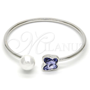 White Gold Filled Jewelry — Individual Bangle Butterfly Design with Provence Lavander Swarovski — main product view — SKU 112653 | Oro Laminado Blanco joyería — Individual Bangle Butterfly diseño with Provence Lavander Swarovski — SKU 112653