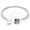 Rhodium Gold Filled Individual Bangle, Butterfly Design, with Provence Lavander Swarovski Crystals and Ivory Pearl, Polished, Rhodium Finish, 07.239.0005.9 (03 MM Thickness, One size fits all)