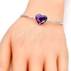 Rhodium Gold Filled Individual Bangle, Heart Design, with Rose Swarovski Crystals, Polished, Rhodium Finish, 07.239.0013.5 (02 MM Thickness, One size fits all)