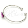 Rhodium Gold Filled Individual Bangle, Heart Design, with Rose Swarovski Crystals, Polished, Rhodium Finish, 07.239.0013.5 (02 MM Thickness, One size fits all)