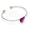 Rhodium Gold Filled Individual Bangle, Heart Design, with Rose Swarovski Crystals, Polished, Rhodium Finish, 07.239.0013.5 (02 MM Thickness, One size fits all)