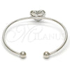 Rhodium Gold Filled Individual Bangle, Heart Design, with Rose Swarovski Crystals, Polished, Rhodium Finish, 07.239.0013.5 (02 MM Thickness, One size fits all)