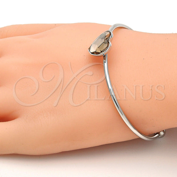 White Gold Filled Jewelry — Individual Bangle Heart Design with Light Silk Swarovski — alternate product view — SKU 112655 | Oro Laminado Blanco joyería — Individual Bangle corazón diseño with Light Silk Swarovski — SKU 112655