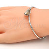 Rhodium Gold Filled Individual Bangle, Heart Design, with Light Silk Swarovski Crystals, Polished, Rhodium Finish, 07.239.0013.6 (02 MM Thickness, One size fits all)