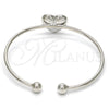 Rhodium Gold Filled Individual Bangle, Heart Design, with Light Silk Swarovski Crystals, Polished, Rhodium Finish, 07.239.0013.6 (02 MM Thickness, One size fits all)