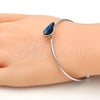 Rhodium Gold Filled Individual Bangle, Heart Design, with Denin Blue Swarovski Crystals, Polished, Rhodium Finish, 07.239.0013.7 (02 MM Thickness, One size fits all)