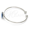 Rhodium Gold Filled Individual Bangle, Heart Design, with Denin Blue Swarovski Crystals, Polished, Rhodium Finish, 07.239.0013.7 (02 MM Thickness, One size fits all)