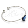 Rhodium Gold Filled Individual Bangle, Heart Design, with Denin Blue Swarovski Crystals, Polished, Rhodium Finish, 07.239.0013.7 (02 MM Thickness, One size fits all)