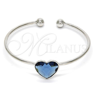 White Gold Filled Jewelry — Individual Bangle Heart Design with Denin Blue Swarovski — main product view — SKU 112657 | Oro Laminado Blanco joyería — Individual Bangle corazón diseño with Denin Blue Swarovski — SKU 112657