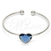 Rhodium Gold Filled Individual Bangle, Heart Design, with Denin Blue Swarovski Crystals, Polished, Rhodium Finish, 07.239.0013.7 (02 MM Thickness, One size fits all)