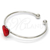 Rhodium Gold Filled Individual Bangle, Heart Design, with Light Siam Swarovski Crystals, Polished, Rhodium Finish, 07.239.0013.8 (02 MM Thickness, One size fits all)
