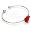 Rhodium Gold Filled Individual Bangle, Heart Design, with Light Siam Swarovski Crystals, Polished, Rhodium Finish, 07.239.0013.8 (02 MM Thickness, One size fits all)
