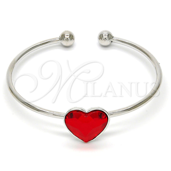 White Gold Filled Jewelry — Individual Bangle Heart Design with Light Siam Swarovski — main product view — SKU 112658 | Oro Laminado Blanco joyería — Individual Bangle corazón diseño with Light Siam Swarovski — SKU 112658