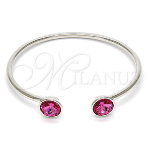 White Gold Filled Jewelry — Individual Bangle with Rose Swarovski Crystals Polished 07. — main product view — SKU 112659 | Oro Laminado Blanco joyería — Individual Bangle with Rose Swarovski Crystals pulido 07. — SKU 112659