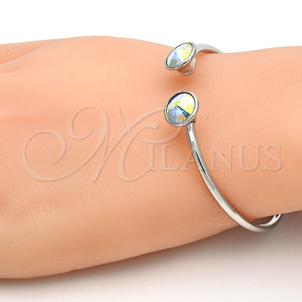 White Gold Filled Jewelry — Individual Bangle with Aurore Boreale Swarovski Crystals Polished — alternate product view — SKU 112661 | Oro Laminado Blanco joyería — Individual Bangle with Aurore Boreale Swarovski Crystals pulido — SKU 112661