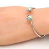 Rhodium Gold Filled Individual Bangle, with Aurore Boreale Swarovski Crystals, Polished, Rhodium Finish, 07.239.0014.2 (03 MM Thickness, One size fits all)