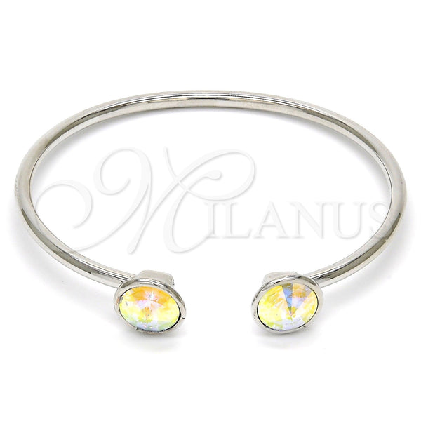 White Gold Filled Jewelry — Individual Bangle with Aurore Boreale Swarovski Crystals Polished — main product view — SKU 112661 | Oro Laminado Blanco joyería — Individual Bangle with Aurore Boreale Swarovski Crystals pulido — SKU 112661
