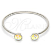 Rhodium Gold Filled Individual Bangle, with Aurore Boreale Swarovski Crystals, Polished, Rhodium Finish, 07.239.0014.2 (03 MM Thickness, One size fits all)