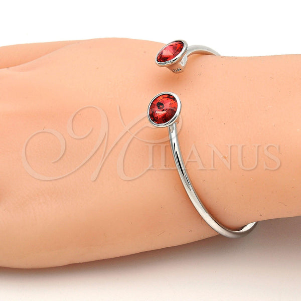 White Gold Filled Jewelry — Individual Bangle with Padparadscha Swarovski Crystals Polished 07. — alternate product view — SKU 112662 | Oro Laminado Blanco joyería — Individual Bangle with Padparadscha Swarovski Crystals pulido 07. — SKU 112662
