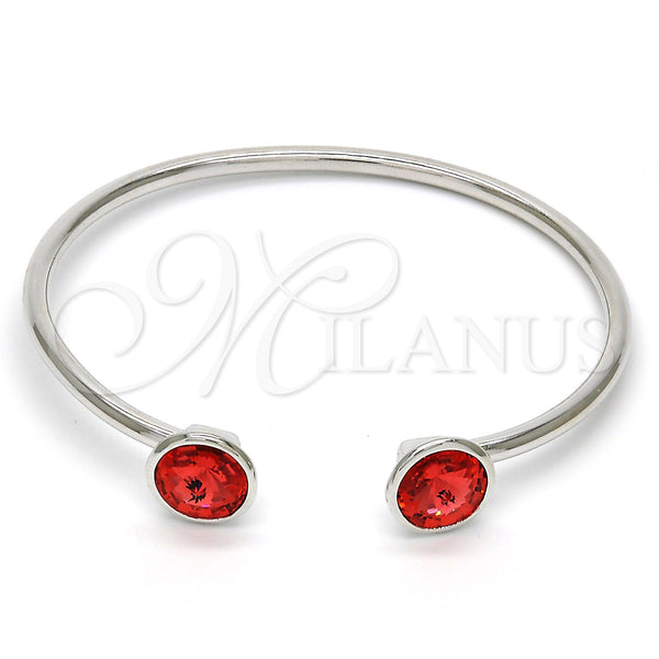 White Gold Filled Jewelry — Individual Bangle with Padparadscha Swarovski Crystals Polished 07. — main product view — SKU 112662 | Oro Laminado Blanco joyería — Individual Bangle with Padparadscha Swarovski Crystals pulido 07. — SKU 112662