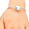 Rhodium Gold Filled Individual Bangle, Heart Design, with Aurore Boreale Swarovski Crystals, Polished, Rhodium Finish, 07.239.0013.9 (02 MM Thickness, One size fits all)